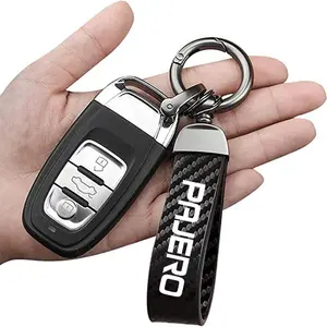 Mitsubishi Pajero Carbon Fiber Car Keychain Set, Premium Auto Modification Key Fob with Screwdriver & Rings, Durable Design