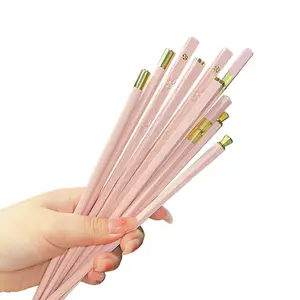 5Pairs Pink Anti-Slip Durable Sushi Chopsticks, Pet and Glass Fiber Synthetic, for 5 People, Perfect for Holiday Parties Wedding Hotel Restaurant Gifts