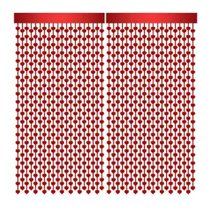Apintop Red Heart Foil Fringe Curtains 2-Pack Luxe Romance  Curtains  Backdrop for Parties, Weddings & Photoshoots Decor Set Cozy Banners Light Metallic