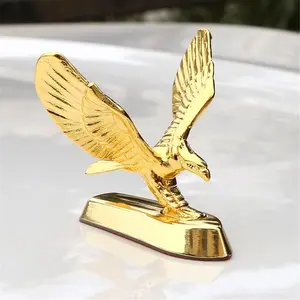 Flying Eagle Hood Ornament Sticker Birds Logo Fits Car 3D Stand Hood Bonnet Univeral Emblem Badge Decal Sculpture Ornaments Auto Styling Metal Hood Bonnet Emblem 3.7X2.6X2.6inch (Golden)
