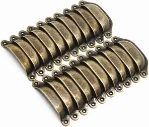 WEICHUAN 20PCS Antique Bronze Iron Drawer Knobs Pulls Handles - Vintage Kitchen Cabinets Furniture Wardrobe Medicine Pull Handle (Length: 96Mm Width: 30Mm)