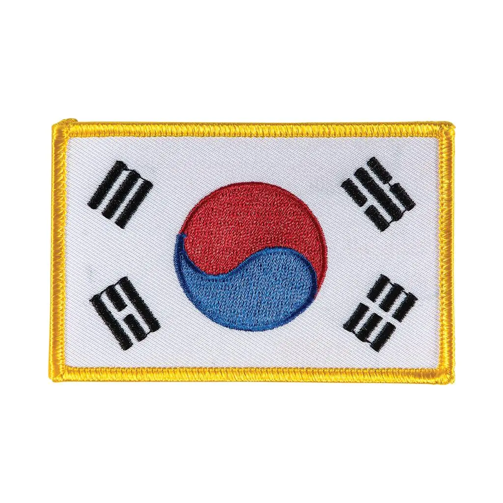 Sewn-In Gold Korean Flag Embroidery Patch