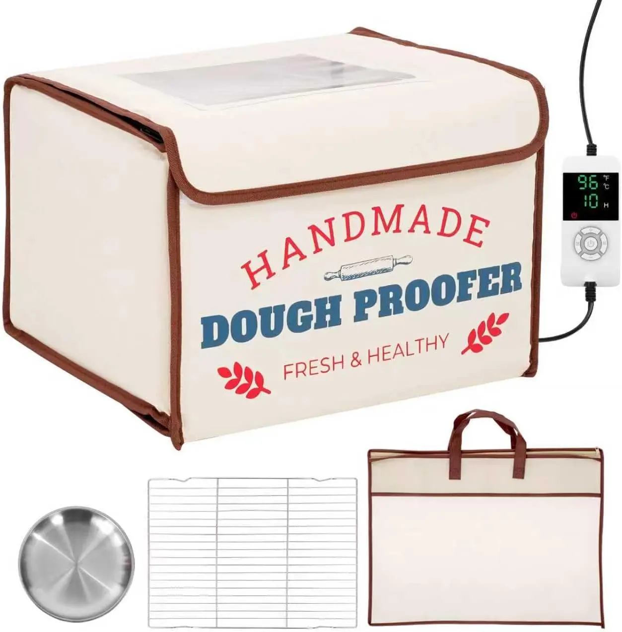 Electric Bread Proofing Box with 50-130°F Heating, 3-Sided Heat Function, 24H Timer for Home Baking (Kitchen Appliance)