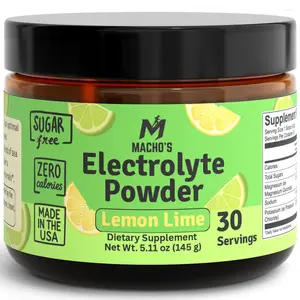 Macho's Lemon Lime Electrolyte Powder - Sugar Free, Zero Calorie, No Maltodextrin, Naturally Sweetened, Made in The USA - Hydration Mix Made with Essential Electrolytes and Minerals | 30 Servings