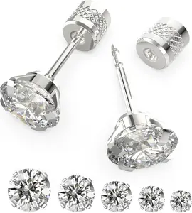 - pairs Push-in Flat Back Stud Earrings Hypoallergenic Surgical Stainless Steel Cubic Zirconia Earrings Studs Set Multi-Pack, CZ Stud Earrings for Women Men Trendy Cartilage Stud Earrings -mm