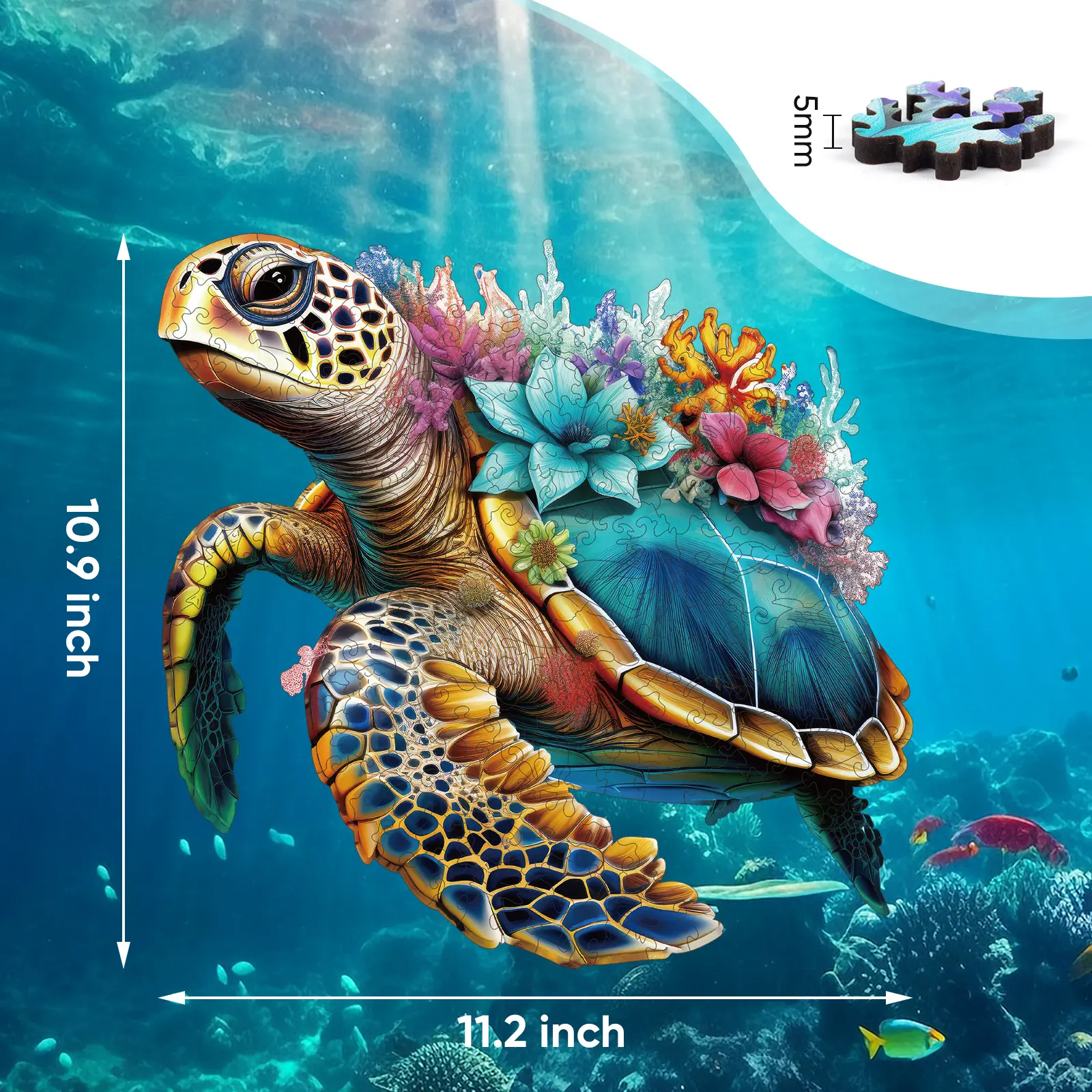 Birthday Gift / Toy/ Kidult Selected Gifts for Father's Day Delobil Premium Thick Puzzles for Adults with Puzzle Saver, Unique Adult Jigsaw Puzzles, Brain Teaser Family Game Gift, Leisure Time Fun Challenge & Stress Relief-Coral Turtle-200pcs