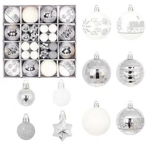 44 Pieces Silver White Christmas Ball Ornaments, Christmas Tree Hanging Decorations, Shatterproof Christmas Tree Decorations, Multi-Size Ball Pendants, Suitable for Christmas Tree Decorations, Seasonal Ornaments, Holiday Decorations, Christmas Enthusiasts