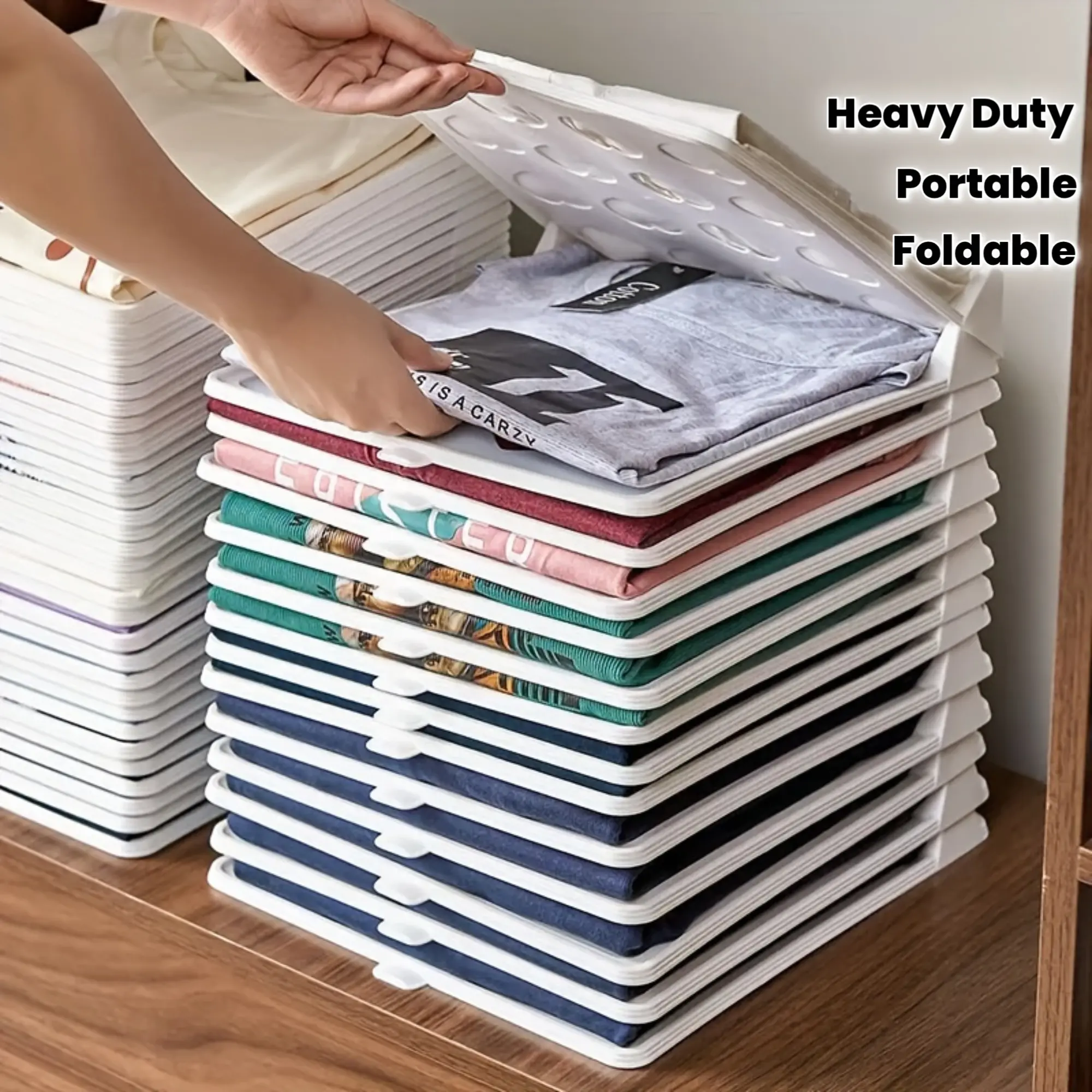 30/15pcs Heavy-Duty Plastic Foldable Stackable Clothes Folders, Compact Space-Saving Portable Organizer for Shirts, Pants, Dresses, Ideal for Home Wardrobe, College Students, Easy-Clean, Sturdy Home Storage Solution