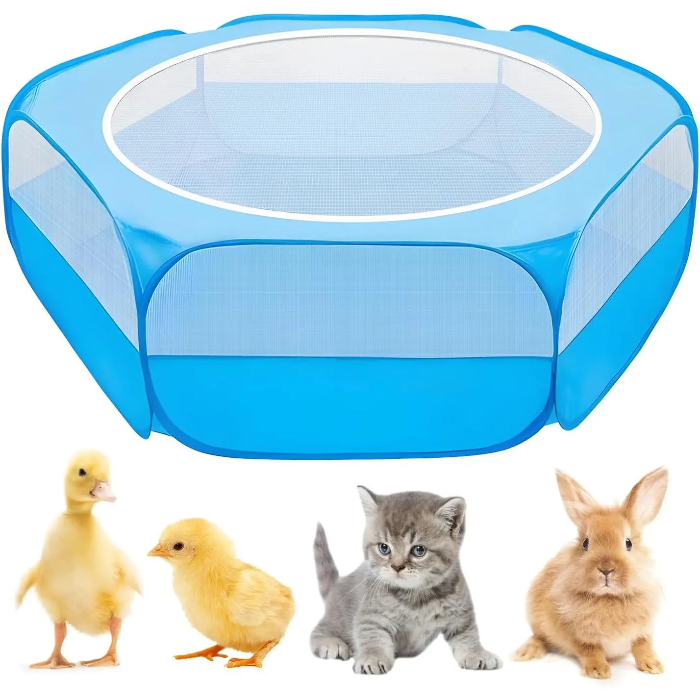 Small Animal Playpen, Chicken Brooder Box with Cover Top, Portable Outdoor Exercise Pet Cage Tent, Waterproof Breathable Pet playpen Indoor for Chick Ktiien Bunny Hamster Guinea Pig