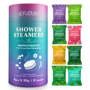 Sefudun Bath Steam Tablets, 8 Scents, 8 Sheets * 30g, Aromatherapy, Comforting Body Soak, Birthday Gift for Men & Women, Shower Products