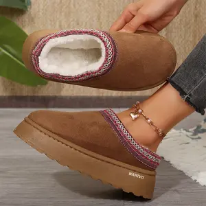 Winter Fleece Slippers for Women Warm Indoor Outdoor Shoes Comfy Mini Snow Boots