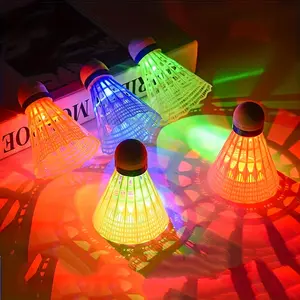 4PCS LED illuminated shuttlecock durable plastic outdoor and indoor sports accessories for teens and adults over 14 years old (random color)