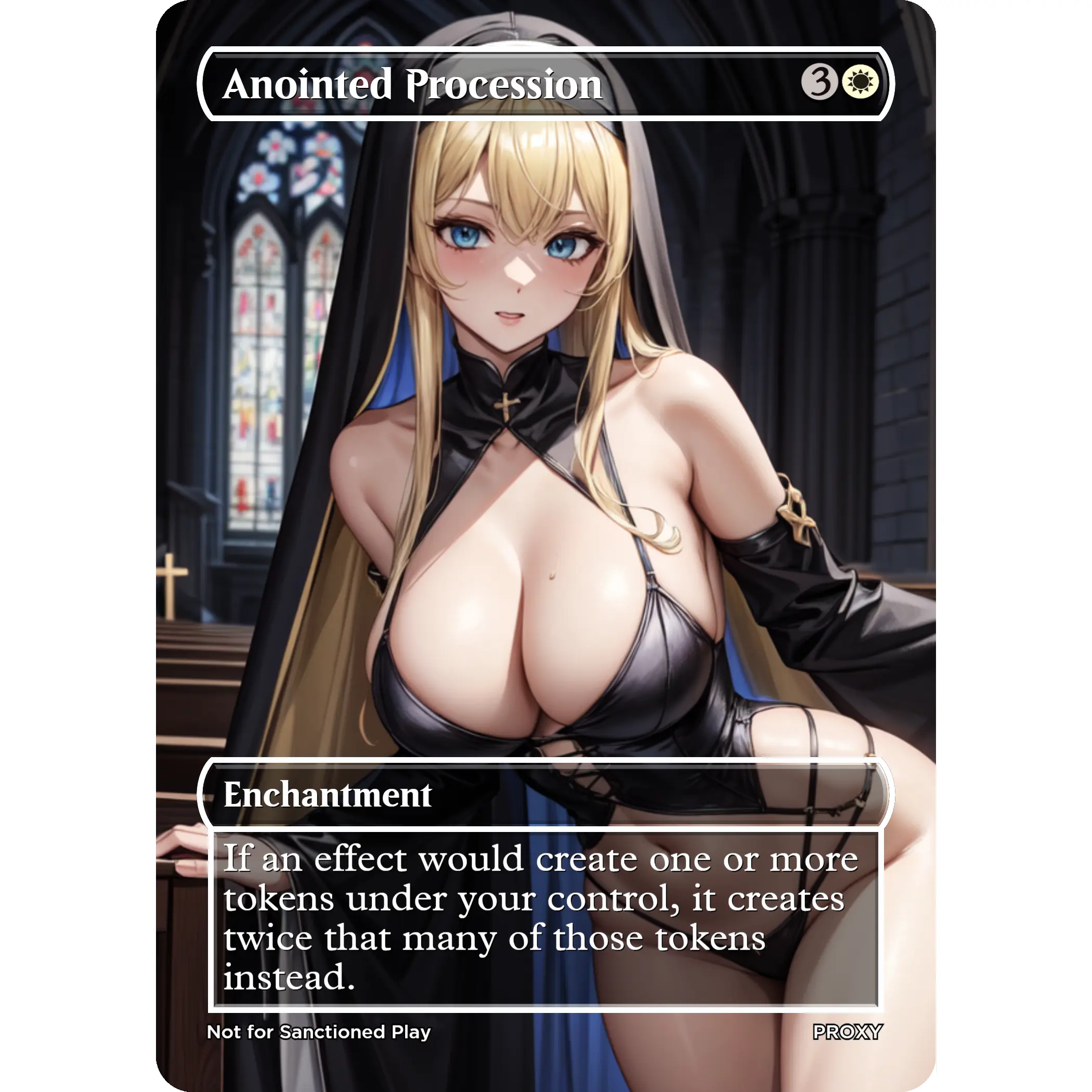 Anointed Procession "Sexy Nun" Enchantment (Non-Creature) - MTG PROXY Anime Waifu - Mature Content