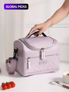 Letter-Patch Insulated Lunch Bag, Multi-Functional Shoulder Bag and Travel Essential, Portable and Durable Cooler Bag for Camping and Picnics, Thermal Bag, Multifunctional Insulated Bag, Lunch Insulation Bag, Lunch Box Bag, Lunch Work Bag