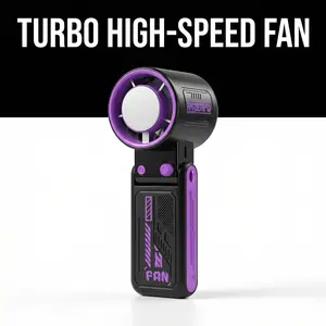 Portable Handheld Turbo Fan - 199 Gear High Speed Rechargeable Mini Personal Hand Fan Blow Cold Air, Battery Operated Travel Essentials, Beach Vacation, Gifts for Women, Men