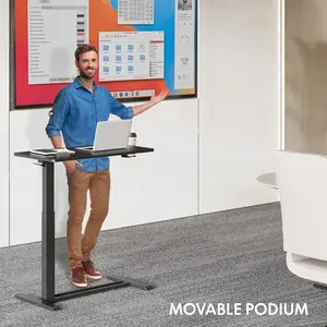 FLEXISPOT Height Adjustable C Table with Wheels, Mobile Snack Side End Table Sofa Couch Bedside Table Laptop Rolling Cart TV Tray Night Stand Small Space Side Table,(27.6" W x 15.7" D,Black)