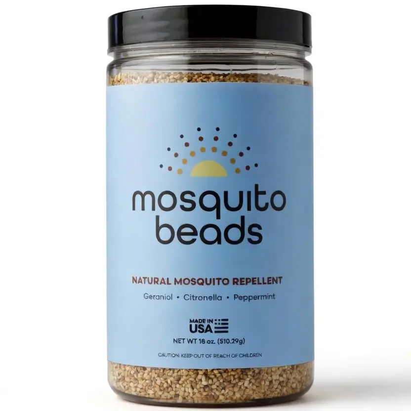Natural Mosquito Repellent Beads | Long-Lasting (up to 5 days) | Outdoor & Patio Protection | Geraniol, Citronella, Peppermint Essential Oils | Fresh Scent, Pet Safe & 100% Biodegradable | 5oz-18oz Insect Killer Scented