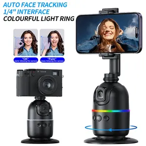 Automatic facial tracking tripod, 360 ° rotating smartphone stand, no application required, can be controlled through gestures, used as a mobile camera stand for real-time streaming media, Vlog， Video recording, selfies, Tiktok Creator， Content creator
