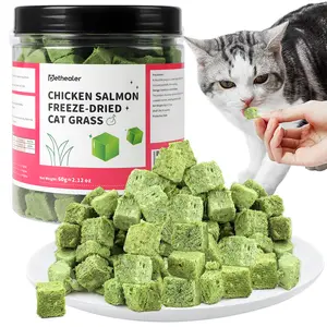60g-2.12oz Freeze-Dried Cat Grass Treats with Premium Gourmet Blend - Natural Hairball removal Control & Gut oral Health Support for Cats (Chicken Breast Formula) cat grass treat hairball control snack stick hair ball