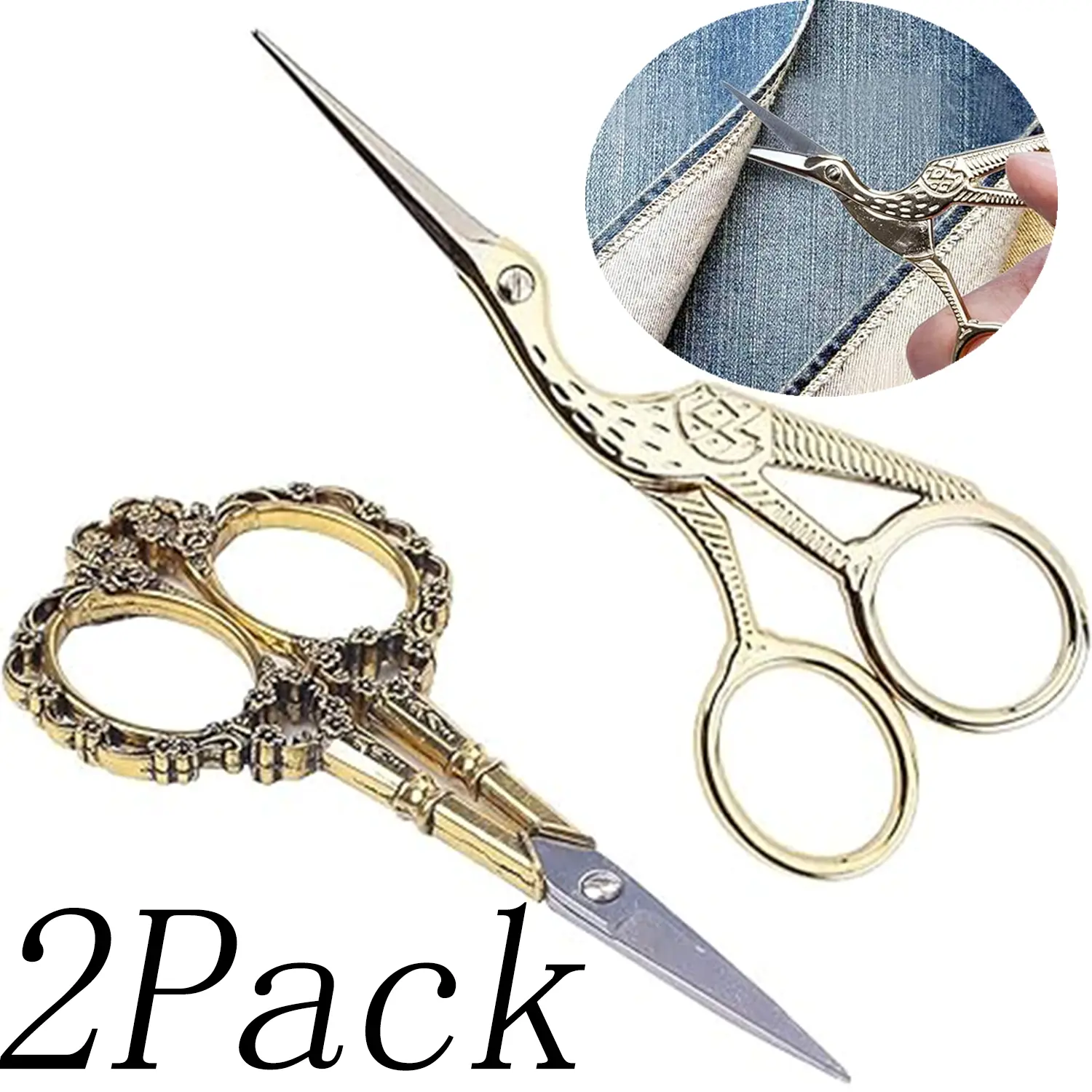 4.5 Inches Stainless Steel Kitchen Scissors Set (2-Piece) - Vintage Plum, Classic Crane-Shaped, Clean & Precise Cuts, Ideal for Sewing & Handcrafting, Thoughtful Gift for Embroidery Enthusiasts