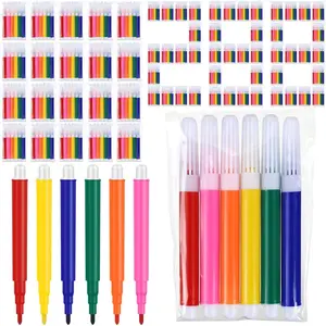 288 count Mini Markers Bulk Colored Pen 3.4 Inch  Colors Portable Short Colored Markers Assorted Multicolor Watercolor Marker Pen for Adult Office Supplies (6 Colors)