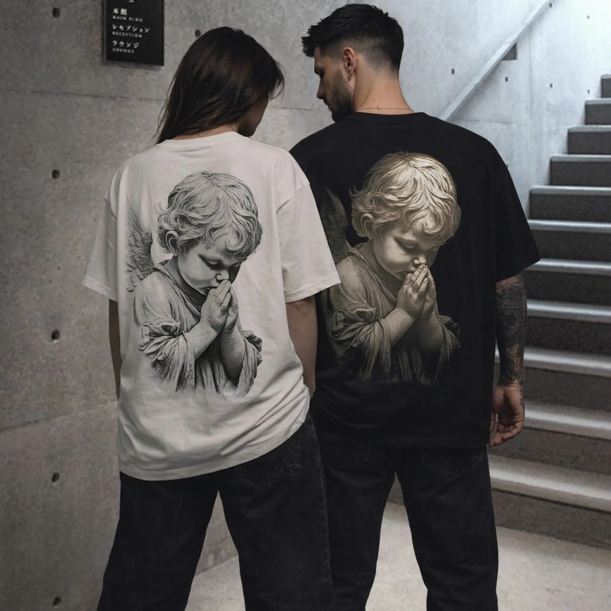 The Angel and Innocent Children Tee – Vintage Angel Graphic T-Shirt, Heavenly Guardian Artwork Shirt, Unisex Casual Cotton Tee, Whimsical Spiritual Aesthetic, Retro Vintage Streetwear, Gift for Art Lovers