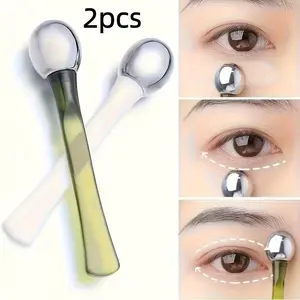 2pcs Eye Massage Rollers, Fragrance-Free Skincare Tool, Promotes Circulation, Reduces Swelling and Dark Circles, Ergonomic Handle, Durable Plastic Material