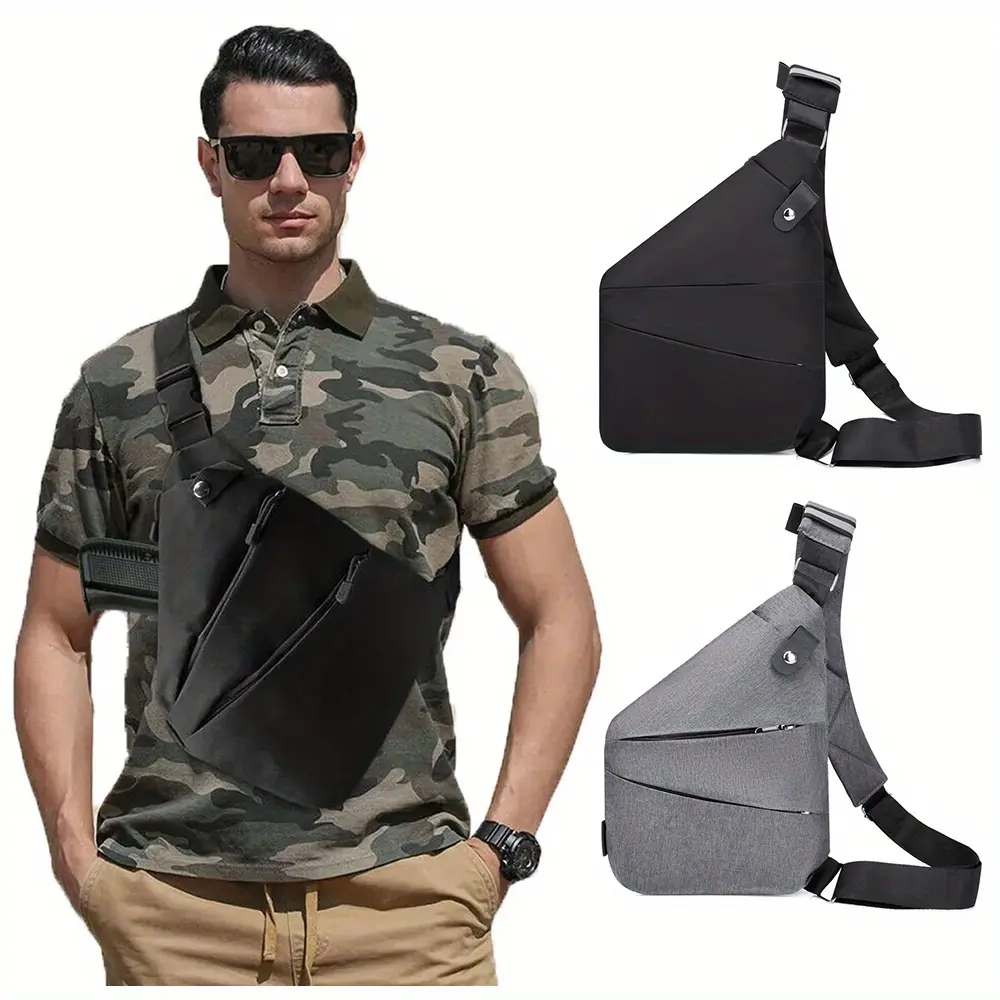 Men's Tactical Adjustable Crossbody Shoulder Bag - Anti-theft Oxford Nylon Chest Travel Bag for Hiking Motorcycle, wear-resistant multi-pocket lightweight portable outdoor daily bag ideal Father's Day gift for men bikers male accessories black