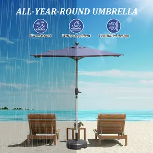 Rectangle Patio Umbrella with Crank Lift, Tilt Function (Base Not Included) for Outdoor Camping, Beach Sun Shelter Use