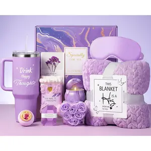 Baskets Valentine's Day Gifts for Women - Self-Care Get Well Care Package with Luxury Flannel Blanket for Wife, Sister, Daughter &