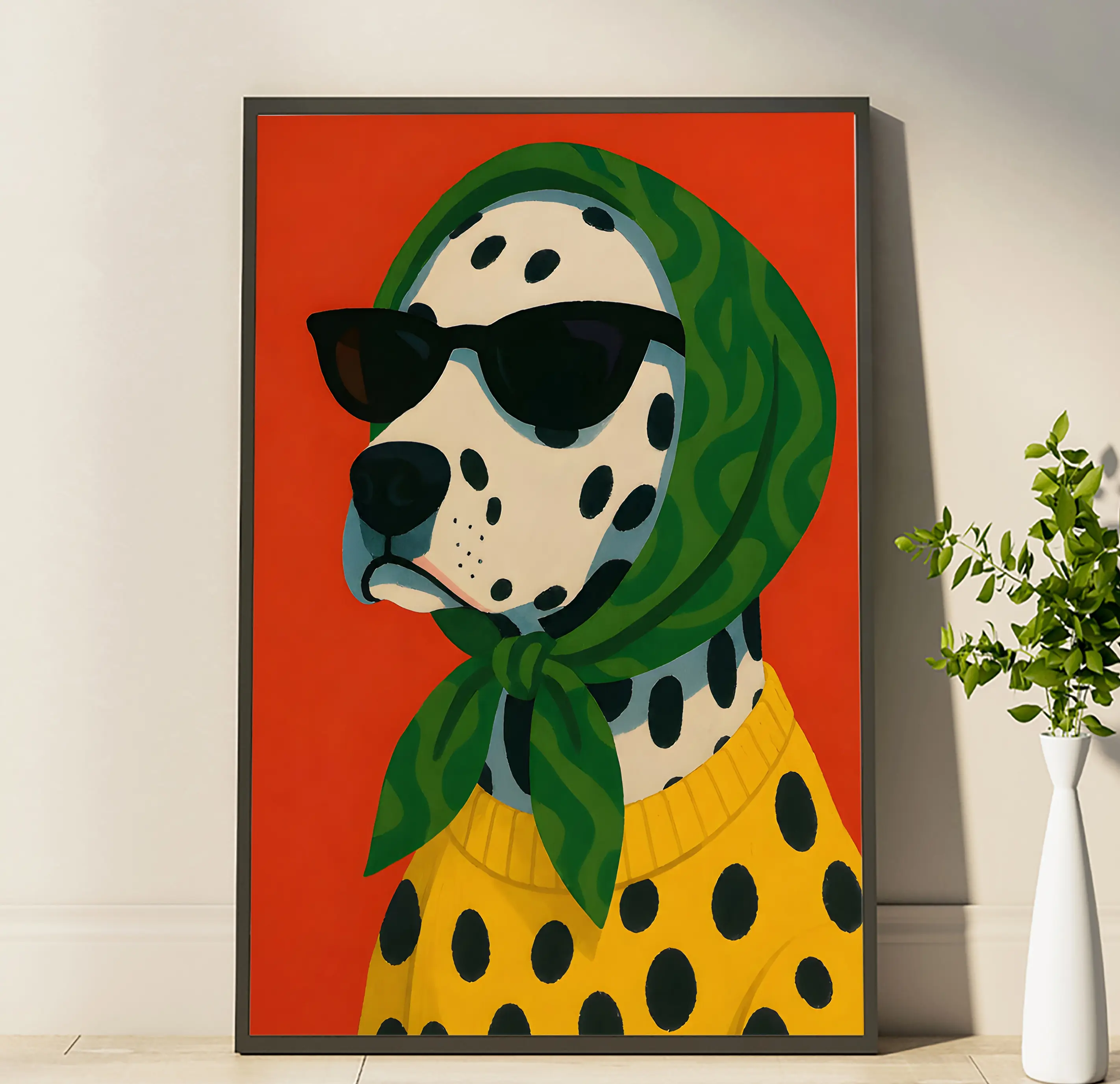 Funny Dalmatian Dog Wall Poster, Fashion Dog Art Print, Colorful Pop Art Animal Poster, Modern Maximalist Wall Decor, Cute Pet Illustration, Eclectic Home Decoration, Unframed Wall Poster Gift