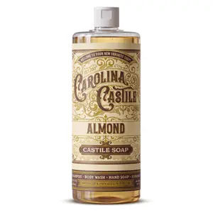 Carolina Castile Soap Almond 32 oz Bottle Organic Olive Oil Based Shampoo Body Wash Hand Soap with Cocoa Butter for Skin Repair Cleansing - Aroma