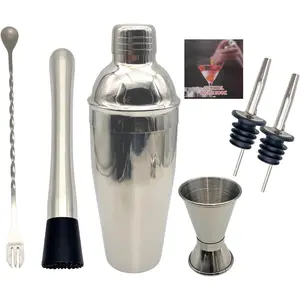 Cocktail Shaker Set, Bartender Kit, Home Bar Accessories, Mixing Spoon, Measuring Jigger, Pour Spout, Muddler ,23oz Shaker with-in Bartender Strainer,Stainless Bar Set
