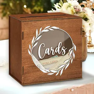 Wooden Card Box For Wedding - Rustic Marriage Card Boxes For Reception, Wedding Box For Cards And ,   Box Holder For Graduation, Funeral, Envelope Box For Party