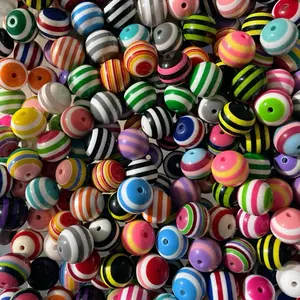 Striped Bead Mix 20mm Bubble Gum Bead Durable Plastic Assorted Colors Versatile for Crafts Not Suitable for Small Children