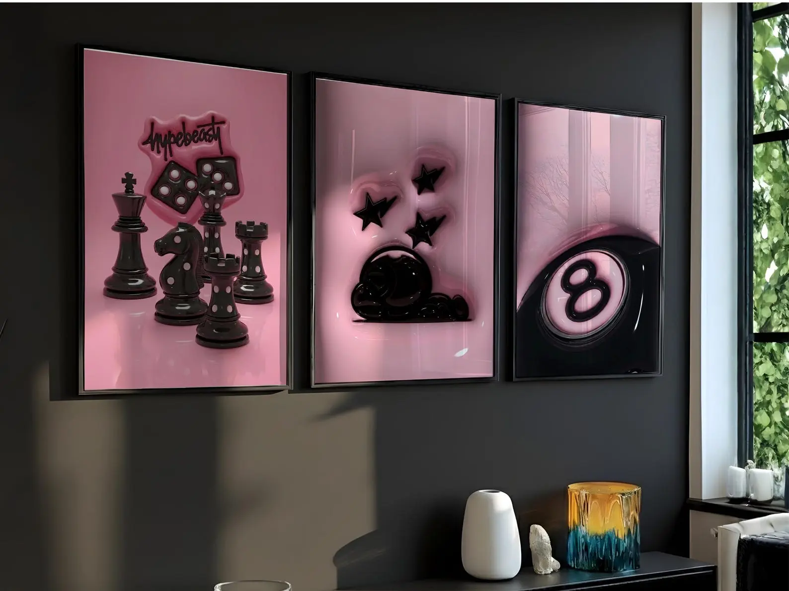 Set Of 3 HypeBeast Room Decor, Hypebast kaws Poster, Cool Wall Art Set,, 3D Wall Art Bundle, HypeBeast Wall Art, Trendy Wall Art,