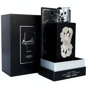 Lattafa Ansaam Silver Eau De Parfum Spray for Unisex 3.4 Ounce - Premium Luxury Perfume with Cardamom & Bergamot Notes Floral Oriental Fragrance