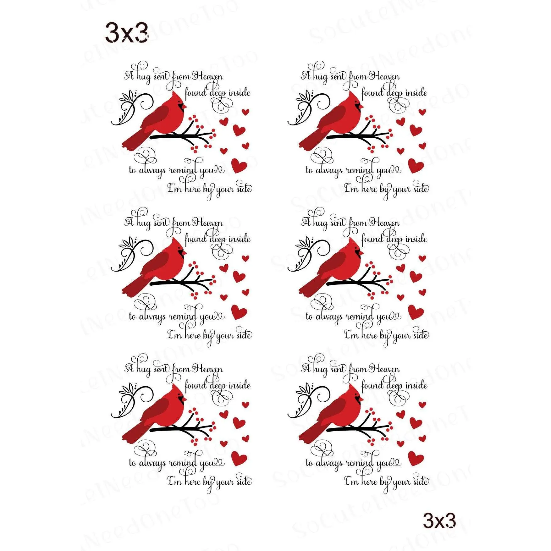 Memorial Waterslide Decals – Cardinal & Remembrance Designs for Tumblers