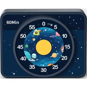 Visual Timer for Kids - Cute Starry Sky Pattern, 60-Minute Countdown for Classroom Office Kitchen Cooking, Strong Magnet, Silent Time Management Tool, 2 AAA Batteries Included (Blue)