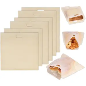 6 Pack  Toaster Bags, 3 Sizes Non Stick Heat Resistant Sandwich Bags Easy to Clean for Grilled Cheese Sandwiches
