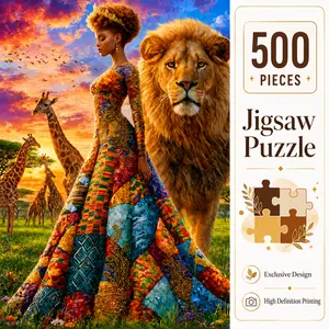 Majestic African Queen Lion Safari 500 Pieces Jigsaw Puzzle for Adults Family Game Relaxation Brain Exercise Challenging Wall Decoration Perfect Gift Elderly Entertainment 15x20.5inch(38x52cm)