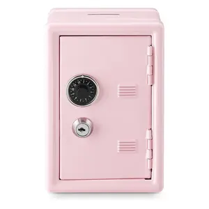 Metal Cash Coin Storage Box, Portable Key & Password Locked Money Safe Box for Friend's Gift, Small Money Container with Latch