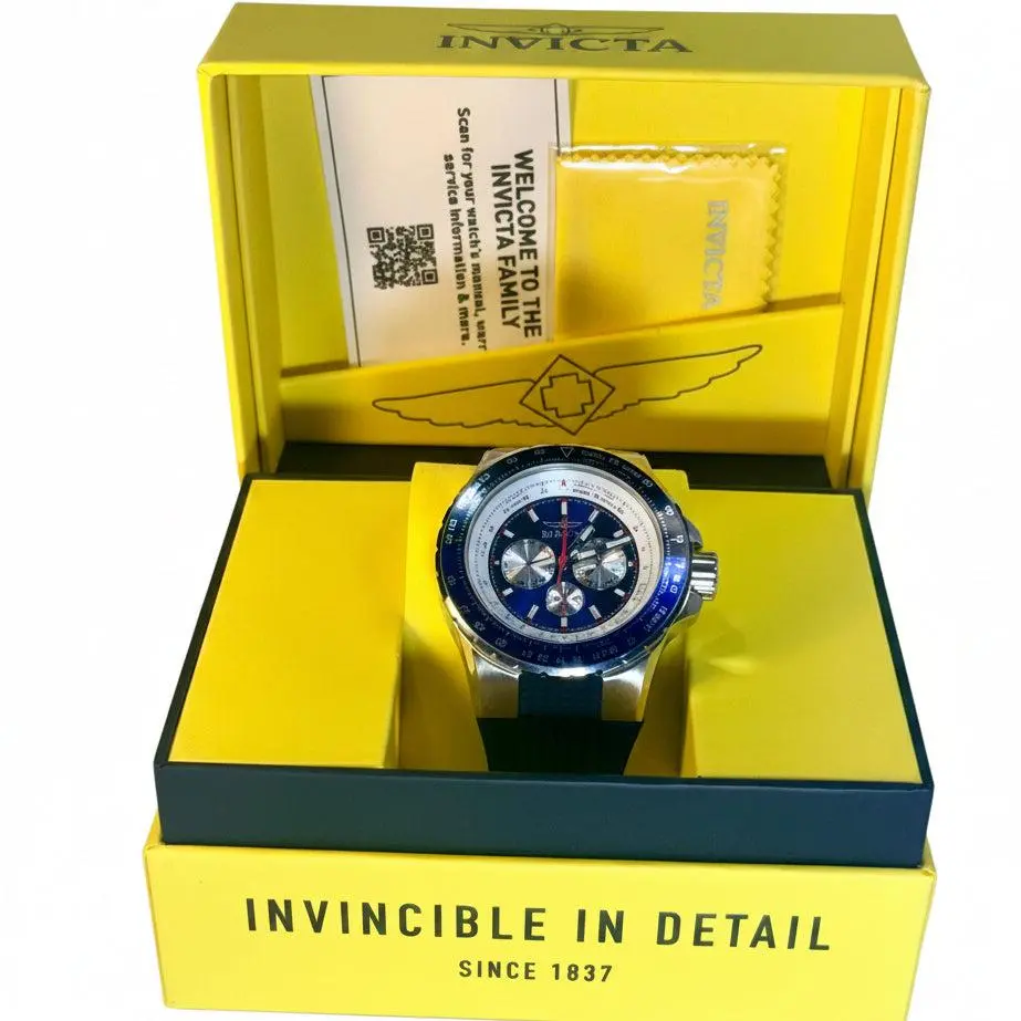 Men's Invicta Aviator Skyshock Quartz Chrono Watch - 50mm, Black Dial, Stainless Steel Case, Model 032916