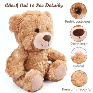 Teddy Bear Plush Toy Decoration, 20cm Cute Fluffy Stuffed Bear Sofa Decor, Baby Baptism Gift, Easter or Birthday Present for Kids