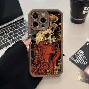 Pattern Phone Case for iPhone 15 Plus 16 Pro Max 14 13 12 11 XS XR Fire Witch Pocket-Friendly Shockproof Silicone Protective SoftCase