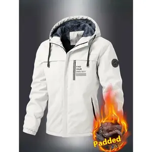 Fashion men's wear: Men's Fleece-Lined Thick Winter Jacket with Hood - Windproof Thermal Insulated Casual Sport Coat, Machine Washable H-Body Fit for Outdoor Activities & Cold Weather, Winter Coat, Padded Comfort snowboarding outfit fencing steezy pe kit