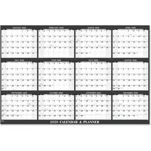2026 Wall Calendar - Yearly Wall Calendar 2026, Jan 2026 - Dec 2026, 34.8" x 22.8", Large Calendar 2026, 12 Months Calendar with 8 Round Stickers, Thick Paper, Horizontal, Lay- Flat, Easy to Use