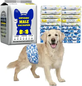 Dono Disposable Male Dog Diapers - Leak-Proof Belly Wraps, Wetness Indicator, Rapid-Dry Gel, Cute Cartoon Design, 24-Count Packs, Pet Training & Incontinence Supplies (X-Small to Large)