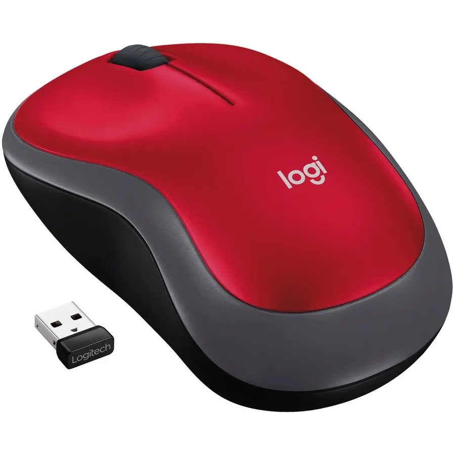 Logitech Wireless Mouse M185 - Optical - Wireless - Red