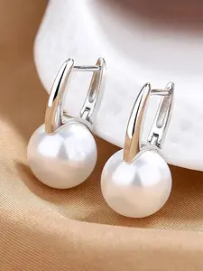 1 Pair Faux Pearl Decorated Dangle Earrings, Elegant Drop Earrings for Women, Versatile Earrings, Fashion Jewelry for Party, Daily Clothing Decor for Girl, Trendy Jewelry, Dangling Earrings